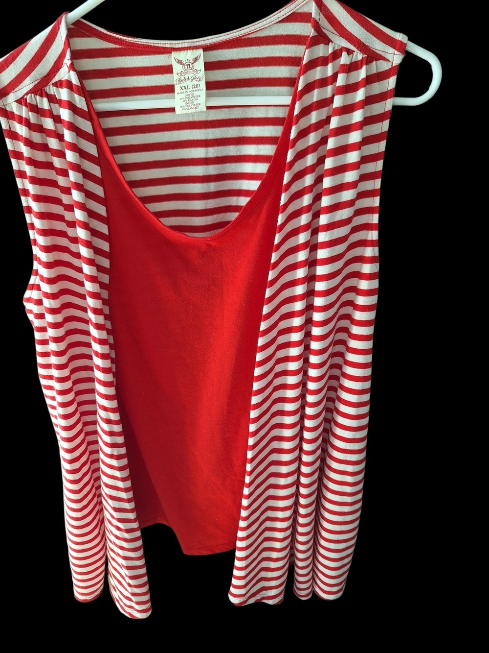 Faded Glory Red and White Striped Layered Tank Top